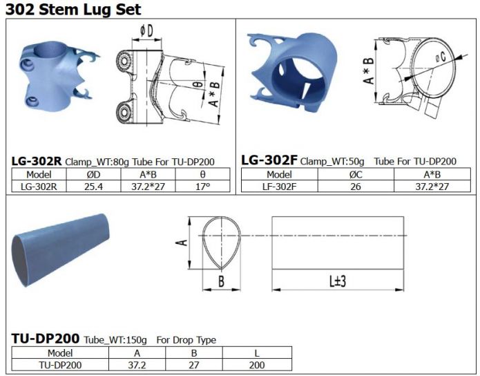 302 Stem Lug Set